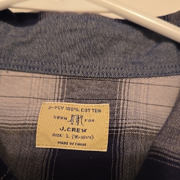 J. Crew Blue & White Casua Long Sleeve Button Down Shirt L - Picture 2 of 3